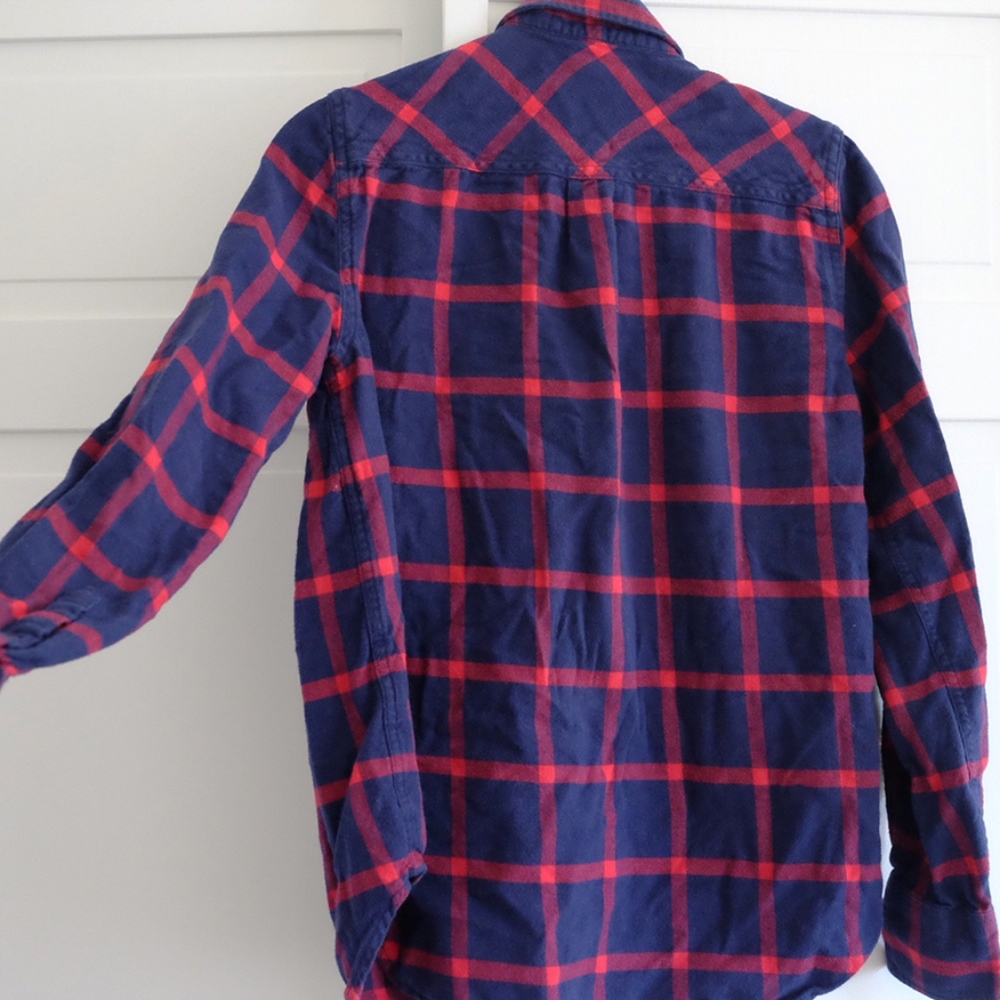 J.Crew Navy Rockport Plaid Flannel Shirt